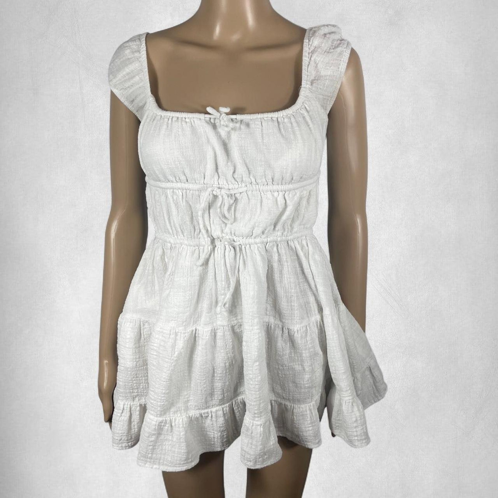 White Babydoll Dress With Ruffles